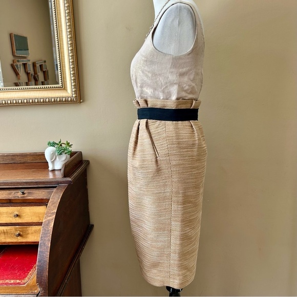 Vintage D&G Dolce & Gabbana Gold Metallic Tweed Sheath Dress Sleeveless Size 38 - Picture 6 of 14